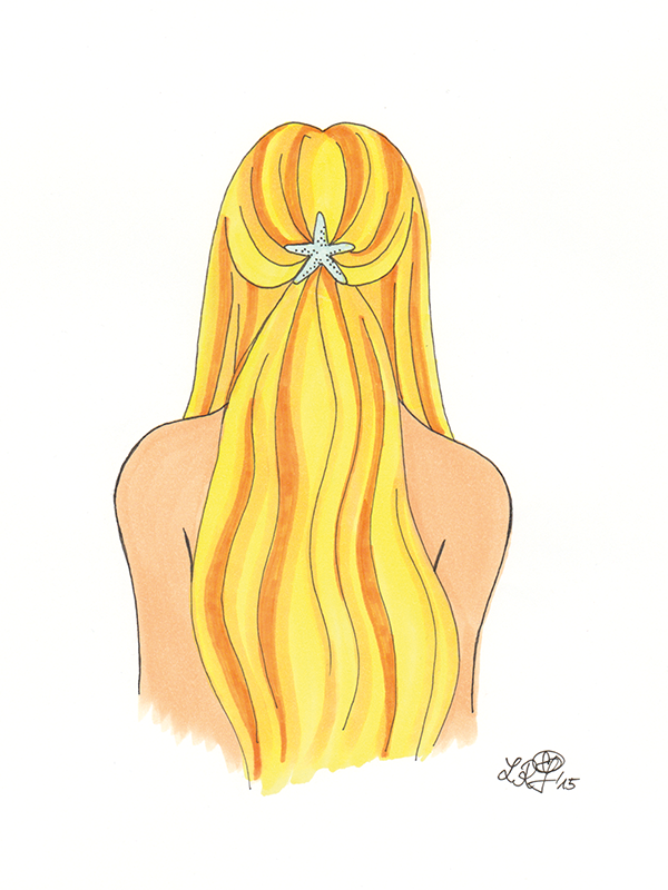 beauty illustration beach blonde